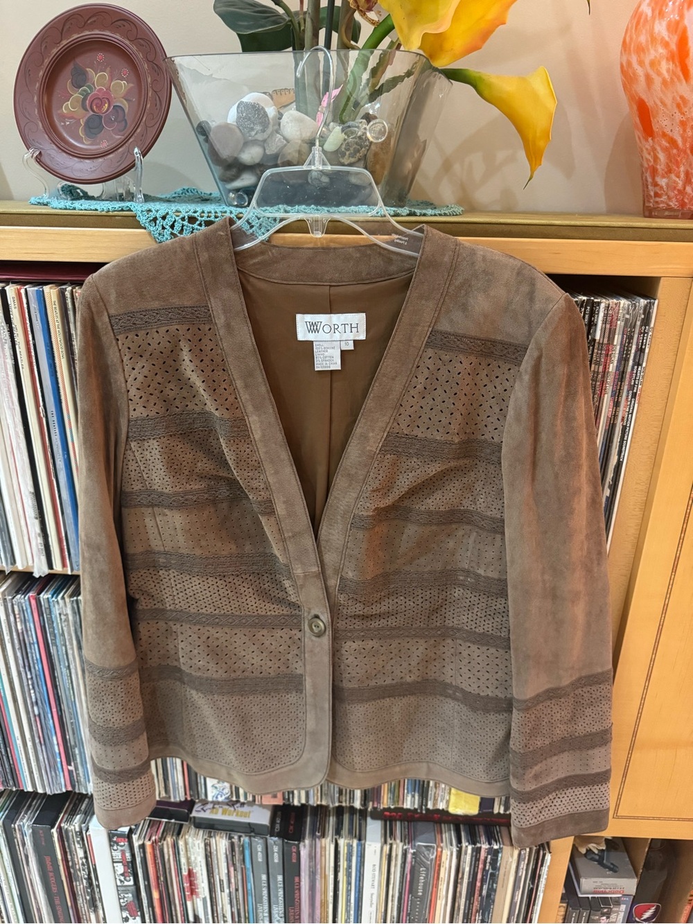 PRICE DROP:Butter-soft, lined,SUEDE Perforated,and textured JKT, 10, by WORTH